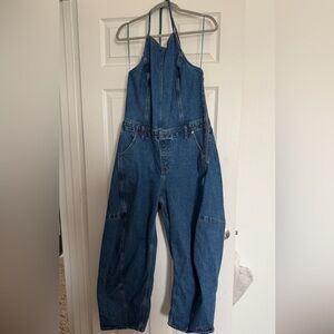 Abercrombie & Fitch halter barrel denim jumpsuit